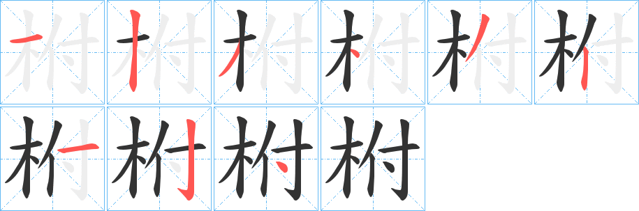 柎字笔画写法