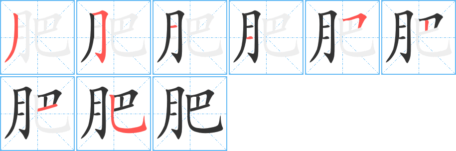 肥字笔画写法