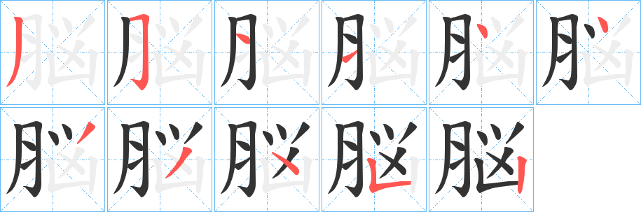 脳字笔画写法