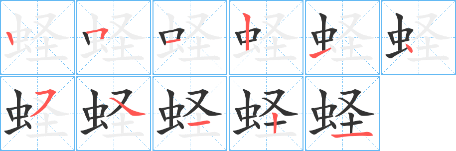 蛏字笔画写法