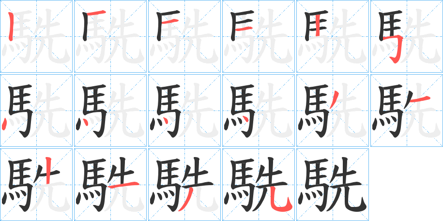 駪字笔画写法