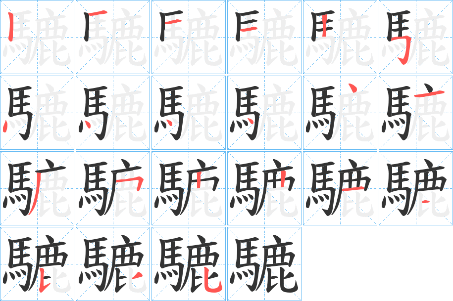 騼字笔画写法